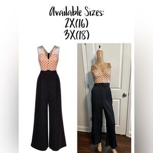 ✨NEW✨-RETRO POLKA DOT WIDE LEG BELTED JUMPSUIT
